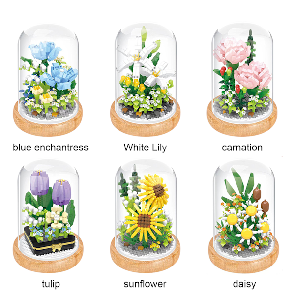 Blomsterbuket Byggesæt Kunstige blomster Byggestenslegetøj til DIY Boligindretning Valentinsgaver-X42- 0.1