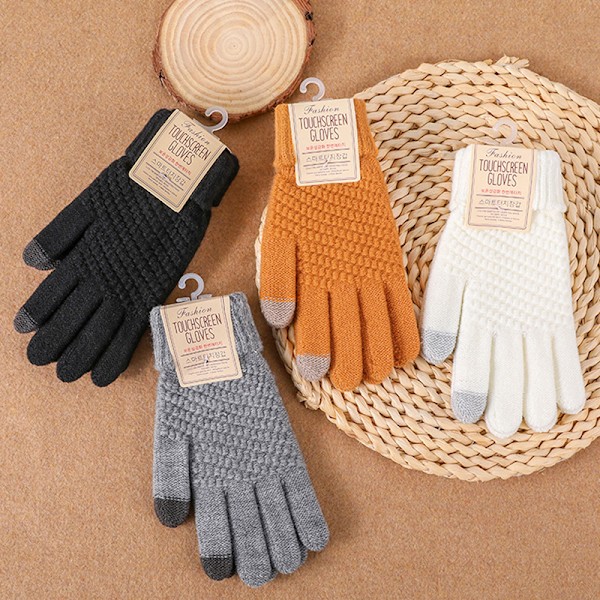 Vinter Touch Hansker Dame Herre Varm Stretch Strikkede Votter Imitat-FS1- Gray