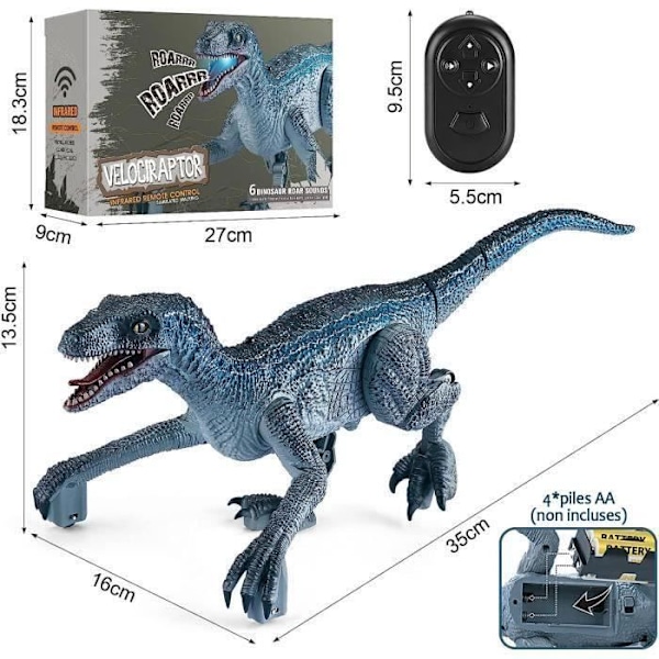 Fjernstyret Dinosaur Legetøjsrobot Radiostyret Dinosaur med Controller Gave til Børn Drenge 3 4 5 6+ år