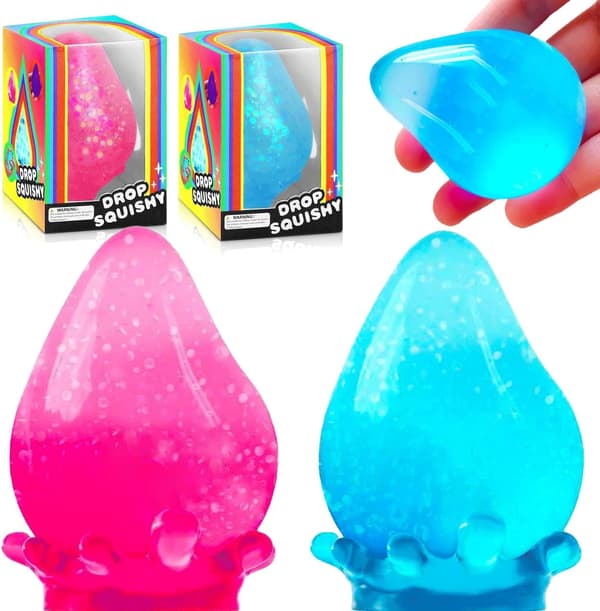 2-pak Dream Squishy Drop Stressbolde til voksne, Fidget Sensorisk Legetøj til børn, Autisme ADHD Sensoriske Fødselsdagsgaver (Blå Pink)
