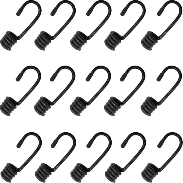 15 st plastbelagda bungee-sladdkrokar spiralformade sladdändar för elastiska sladdband (ingen bungee-sladd)