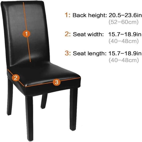 Dining Chair Covers, Solid Color PU Leather, Waterproof and Oil-proof Stretch Dining Chair Slipcovers (Black, 4-Pack)-FS-