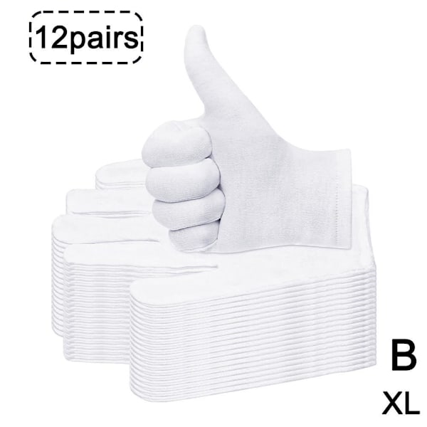 12 par puuvillaisia ​​puutarhanhoitokäsineitä, kuivat kädet, naiset, minä whiteC S12pcs