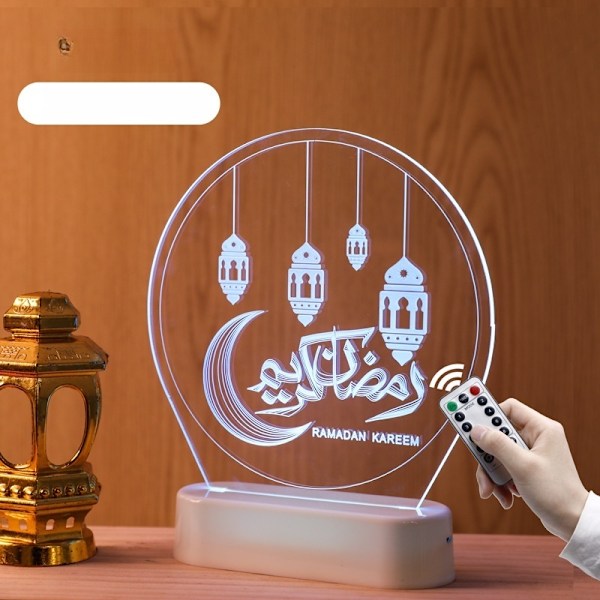 ramadan led dekorasjon mubarak kareem eid mubara färg fjärrkontroll E farge fjernkontroll e
