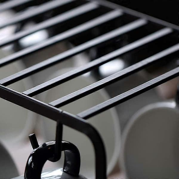 1 Piece Coffee Cup Holder 6 Hooks Metal Cup Rack Tea Cup Holder for 6 Cup Saucer Spoon Sets
