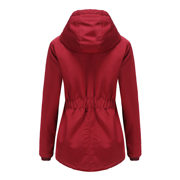 Varm vinterjakke med Sherpa-for til kvinder, tung parkacoat med hætte Red-FS1- Red L