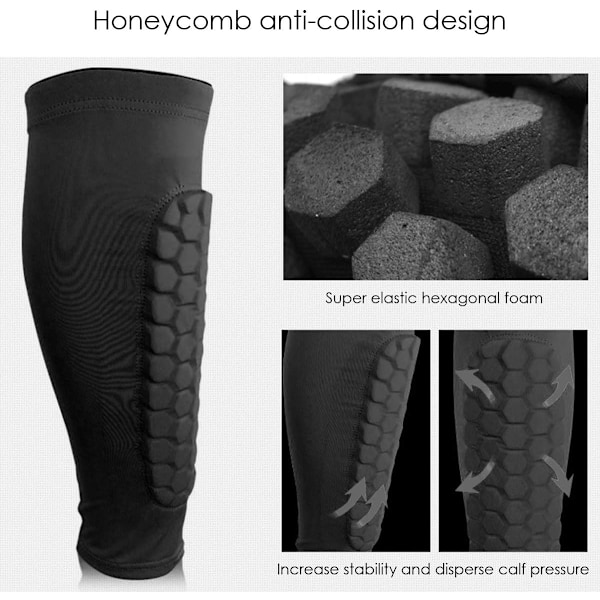 A Pair of Professional Calf Compression Sleeves Shin Guard Impact Fall Protection Black (L) black black l