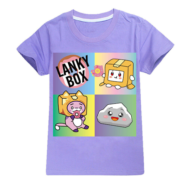 Lasten Pojat Tytöt Lankybox Printti T-paidat Lyhythihaiset Casual Topit purple-FS1- purple 130cm