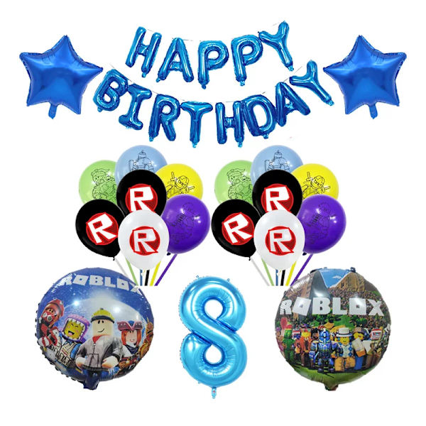 Barn Födelsedagspresentpåsar Roblox Tema Festtillbehör Papperstallrikar Muggar Assietter Servetter Babyshower Engångsservis Set 80 st - XF10- 42pcs-8