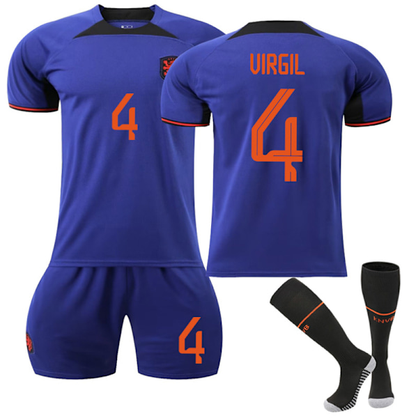 22-23 VM Nederländerna Bortatröja Fotboll Träningsdräkt K VIRGIL VIRGIL 4 Kids 26(140-150CM)