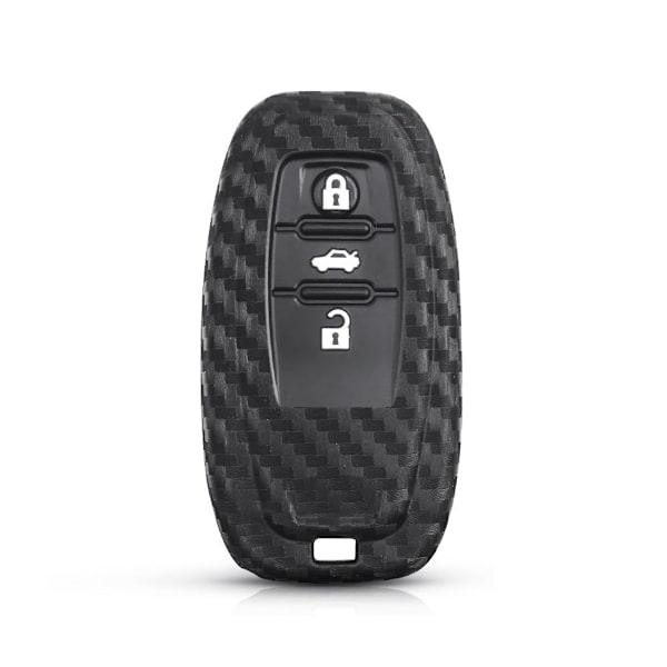 Bilnøgleetui i kulfiber silikone med 3 knapper til Audi Sort Black one size