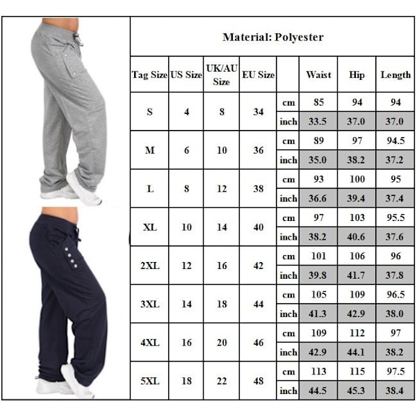 Dame Joggebukser Treningsbukser Casual Gymnastikkbukser marineblå navy M