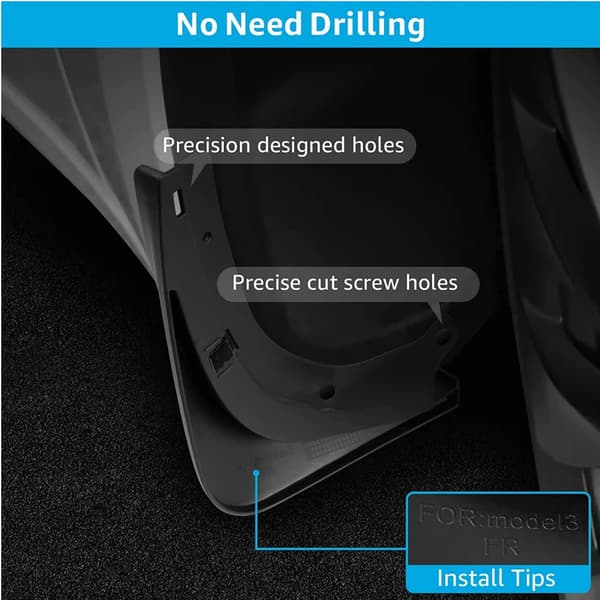 4 st Stänkskydd för Tesla Model 3 Fram Bak Stänkskydd Skärmskydd Kit