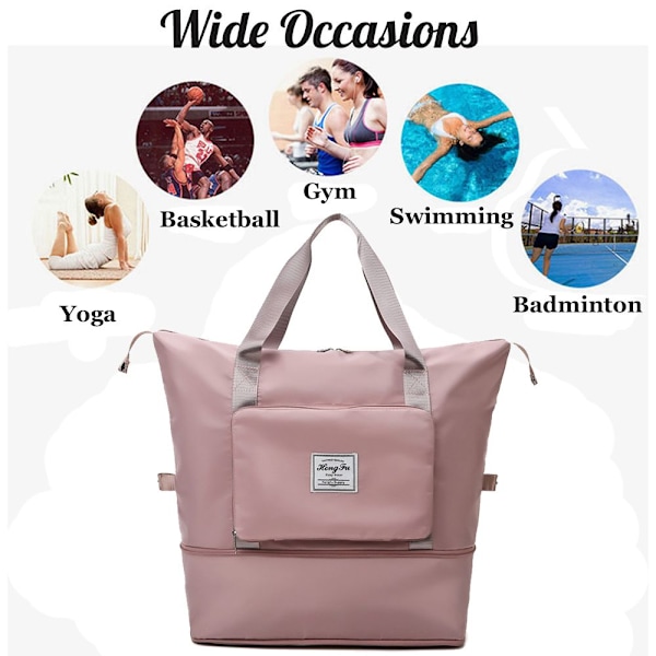 Large Capacity Folding Travel Bag Women Duffle Bags Pink