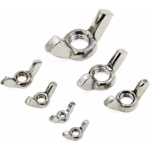 Wing Nuts, 100 pcs Stainless Steel Metric Thread M3 M4 M5 M6 M8 M10 M12 Butterfly Wing Nuts Assortment Kit for DIY Tools-FS-