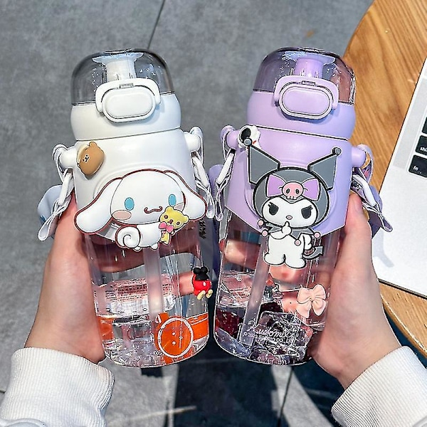 600ml Sanrio-aiheinen anime-olkimuki Kawaii Kuromi Cinnamoroll Melody lasten vesipullo urheilu tee kahvikuppi keittiötarvikkeet tyttöjen lahjat 34