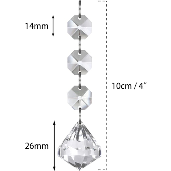 30 stk gjennomsiktige krystallhengsler, lysekronkrystallperler, hengende krystall solfangere for vindushjemmedekorasjon (diamant)