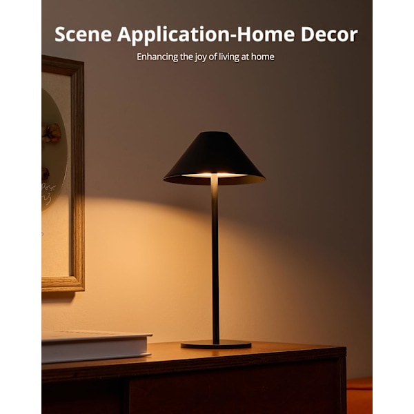 Rechargeable Wireless Table Lamp with Dimmable LED & Waterproof Design -FS- black