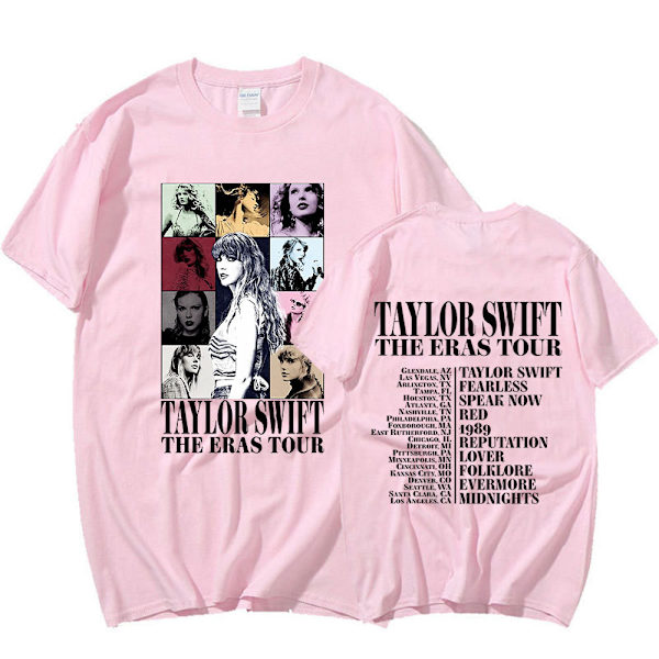 Taylor Swift The Eras Tour International Herre Dame Kortærmet T-shirt Rund Hals Trykt Rosa Pink-FS1- Pink L