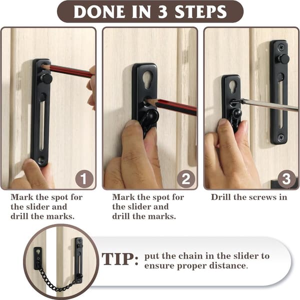 Door Chain Security Lock with Safety Spring Anti-Theft Push Bolt Gu Gold finish