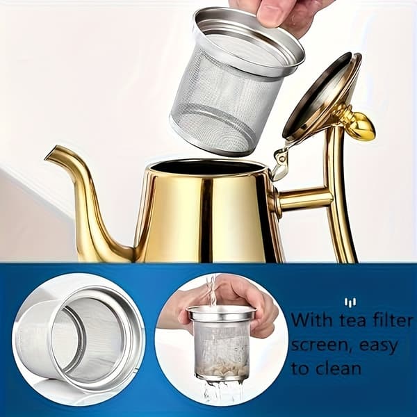 Tekanne i rustfritt stål med avtakbar sil for te og kaffe 1.5L Silvery