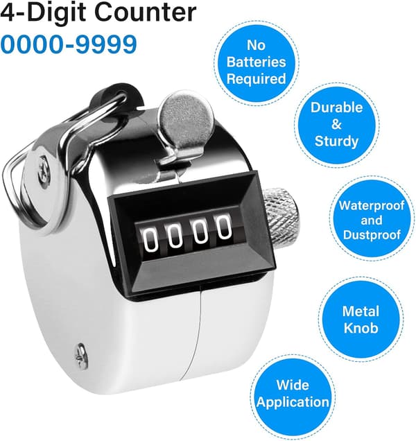 4-sifret klikkteller - Manuell metallteller - Klikker til Co, ZQKLA