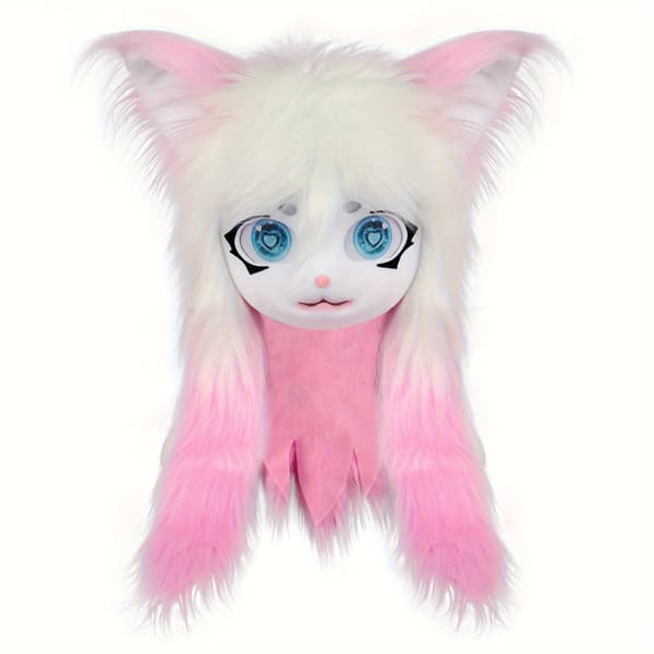 Dyrehode Kattefursuitmaske for Halloween-maskerade og Cosplay-kostymerekvisitter Black