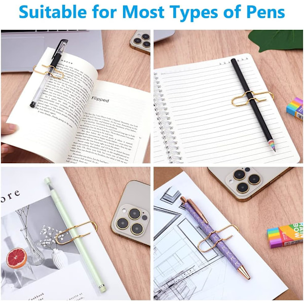 Metallpennklämma, 20-pack pappersklämmahållare, Notebook Pennklämmaassistent, Rostfritt stålklämma, Pennhållare