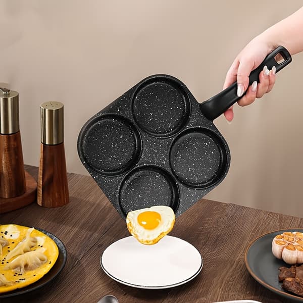 4-i-1 Mini Äggkokare & Nonstick Stekpanna, Diskmaskinssäker, Kompatibel med Elektrisk Spis, 20 cm