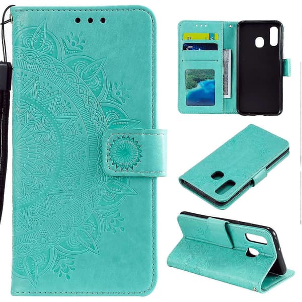 Embossed Mandala Flower Stand Wallet Leather Case for Samsung Galaxy A40 Indigo Indigo