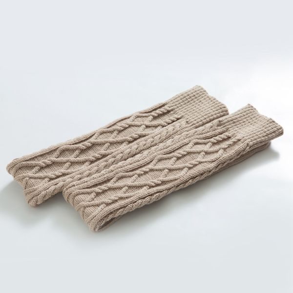 1 par Overknee vinterstrømper for damer Strikkede strømper Legwarmers Strikkede støvelstrømper Beige