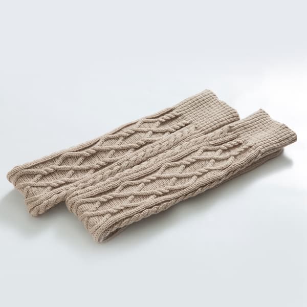 1 par Overknee vinterstrømper til damer Strikkede strømper Legwarmers Strikkede støvlestrømper Beige