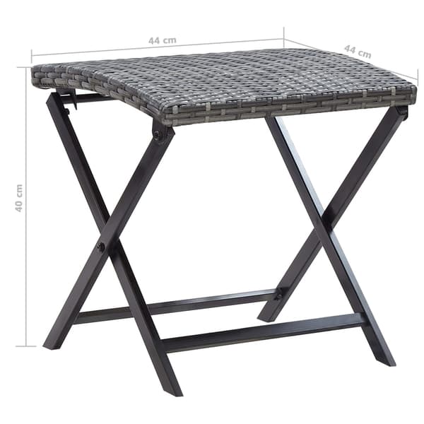vidaXL Folding Stool Poly Rattan Grey gray