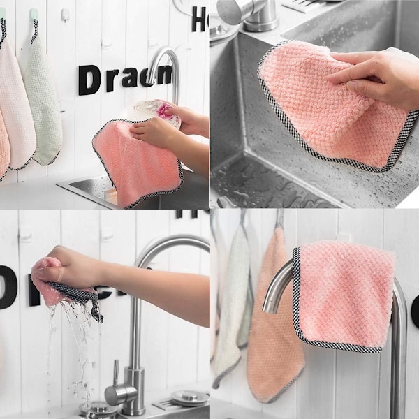 Handdukar 4 st Absorberande Korall Sammet Hängande Handduk