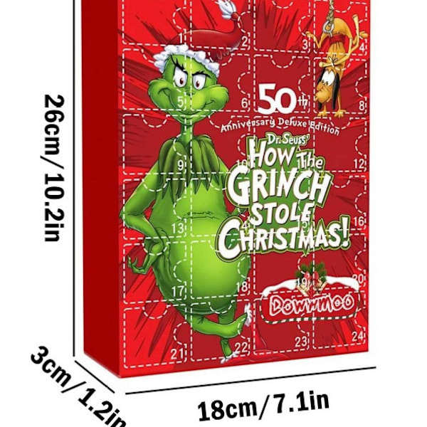 Julkalender med blindbox, 24 delar, kreativa dekorationer med Grinch, älg och festtema