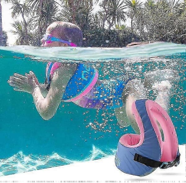 Simväst Kompatibel med Barn Bärbar Uppblåsbar Pool Flyter Simring blå blue S