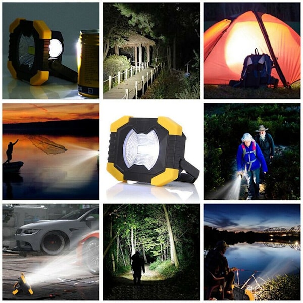 50W Bärbar Solcellsdriven LED-strålkastare Arbetslampa USB-laddningsbar