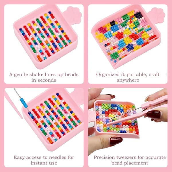Perleplateverktøysett – 3-delt pinsett, brett og spade for 2,6 mm perler – DIY-essensielt