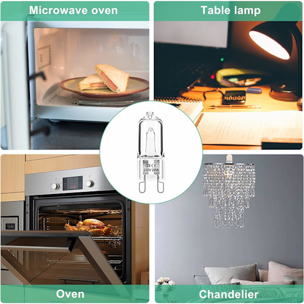 G9-lamppu 40W 230V Himmennettävä lämmin valkoinen, G9-halogeenilamppu 300°C kestävyys, G9-uunilamppu mikroaaltouuniin kattovaloihin, 12 kpl pakkaus