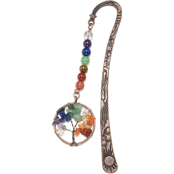 7 Chakra Kristallikirjanmerkki Vintage Metallinen Elämänpuu Kirjanmerkit