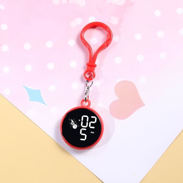 Water-resistant digital watch with detachable hook for bags, keychains, LED backlight, and pocket watch Black 0.02