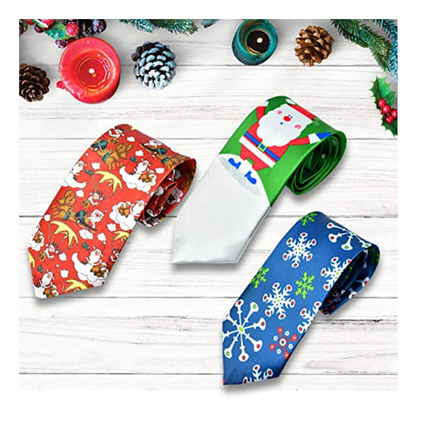 3-pack Julgran slipsar för vuxna män, roliga slipsar 茅 Snöflinga slips Sa-FS1-