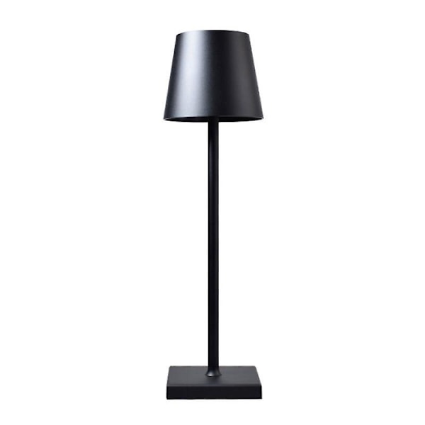 38 cm/15 tommer trådløs bordlampe, oppladbar skrivebordslampe med trinnløs dimming, nattbord, restaurant, bar, soverom, kontor (svart)