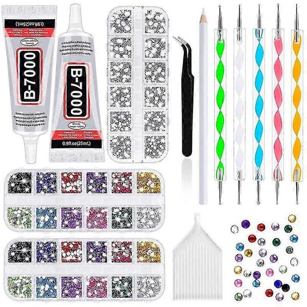 4000 Rhinestones 2 stk 25 ml Lim til Rhinestones, 1 Vokspen til Kunst