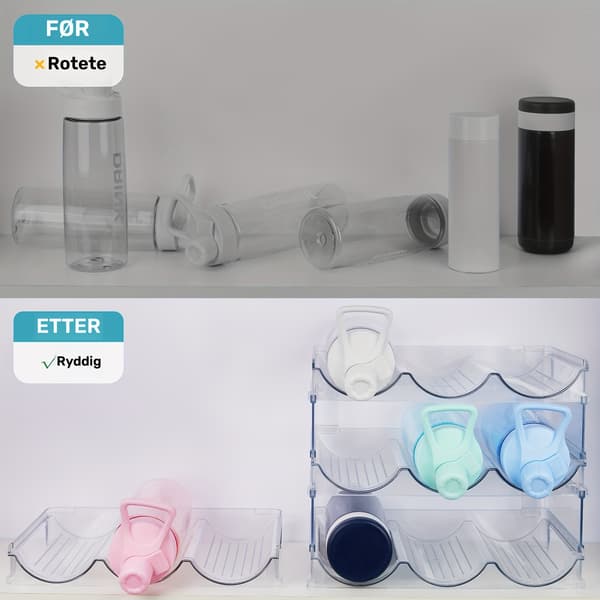 Stapelbar flaskorganisatör 2/3/4-pack, justerbar hållare för resemuggar och vattenflaskor, rymmer 6/9/12 koppar för köksskafferi