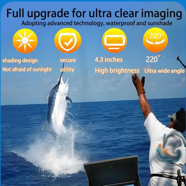 Underwaterfiskekamera, avancerad fisklokalisator, undervattenskamera för isfiske med 4,3 tum LCD-skärm