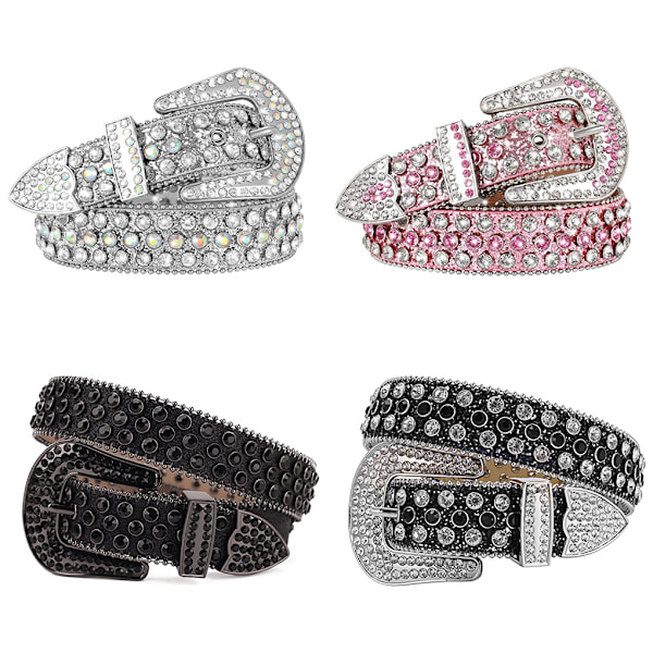 1/2/3/5 Y2K Stil Rhinestone Belte Western Rhinestone Belte For Rosa 115cm-FS1- Pink 115cm 1 Pc