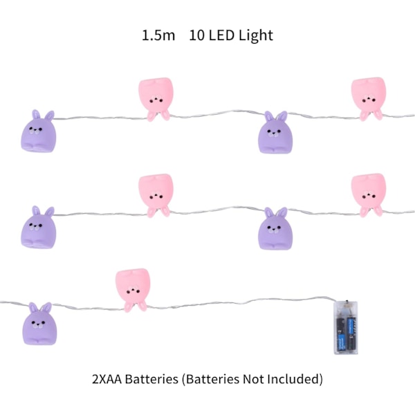Påskhare LED Påsk Ljusslinga 1.65M 10 LED Ljusslinga