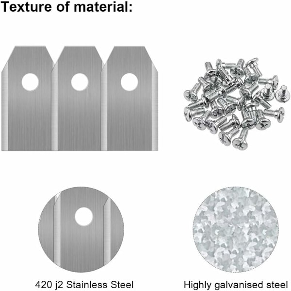 45 x Titanersättningsblad, gräsklipparblad för alla Husqvarna Automower, Gardena, Yardforce robotgräsklippare, Heavy Duty (3g/0,75mm) med skruvar