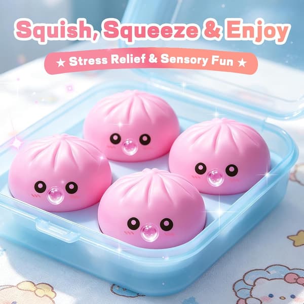 1 STK Rosa Uppgraderad Dumplingformad Bubbelklämleksak, Realistisk Matstil TPR Fidget Sensorisk Stressboll för Daglig Avkoppling & Hållbarhet